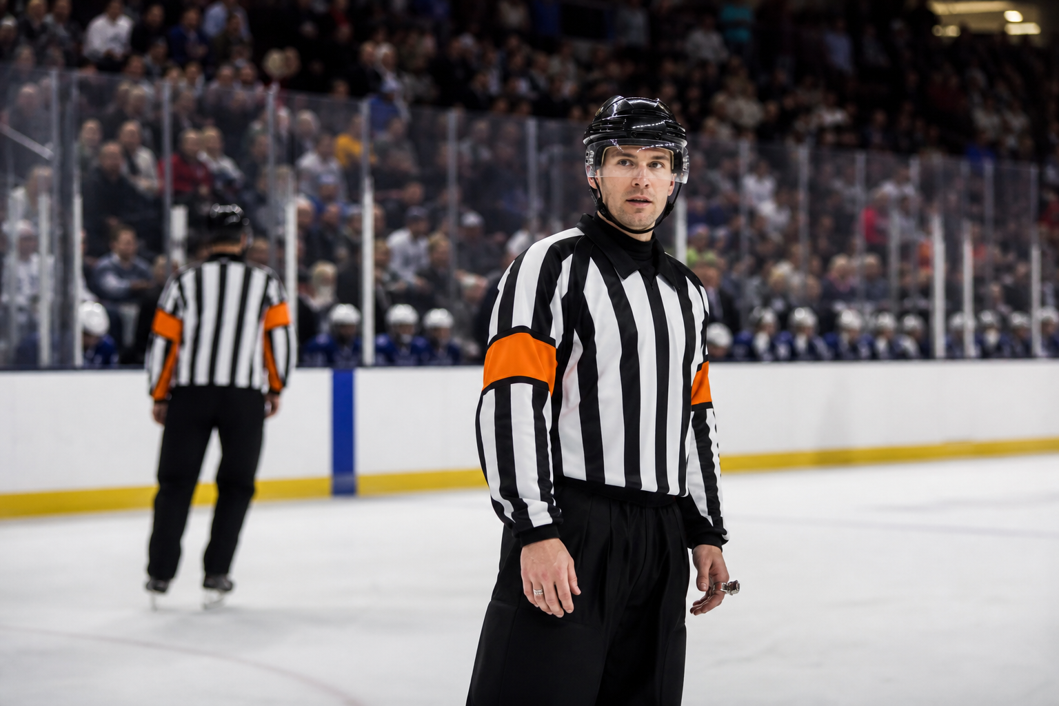 Ice hockey officials on the ice